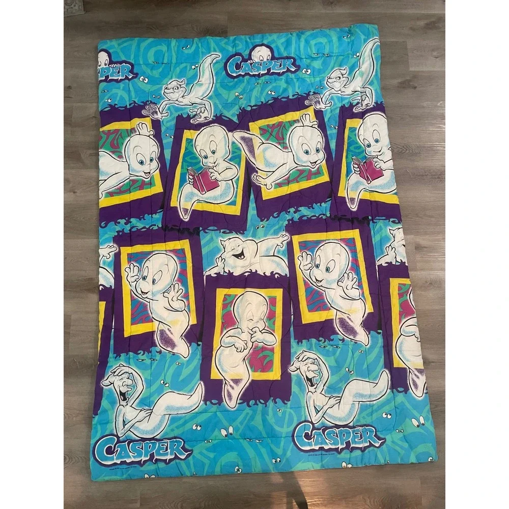 Vintage 1995 Casper the Friendly Ghost Twin Comforter Blanket Teal Purple 90s